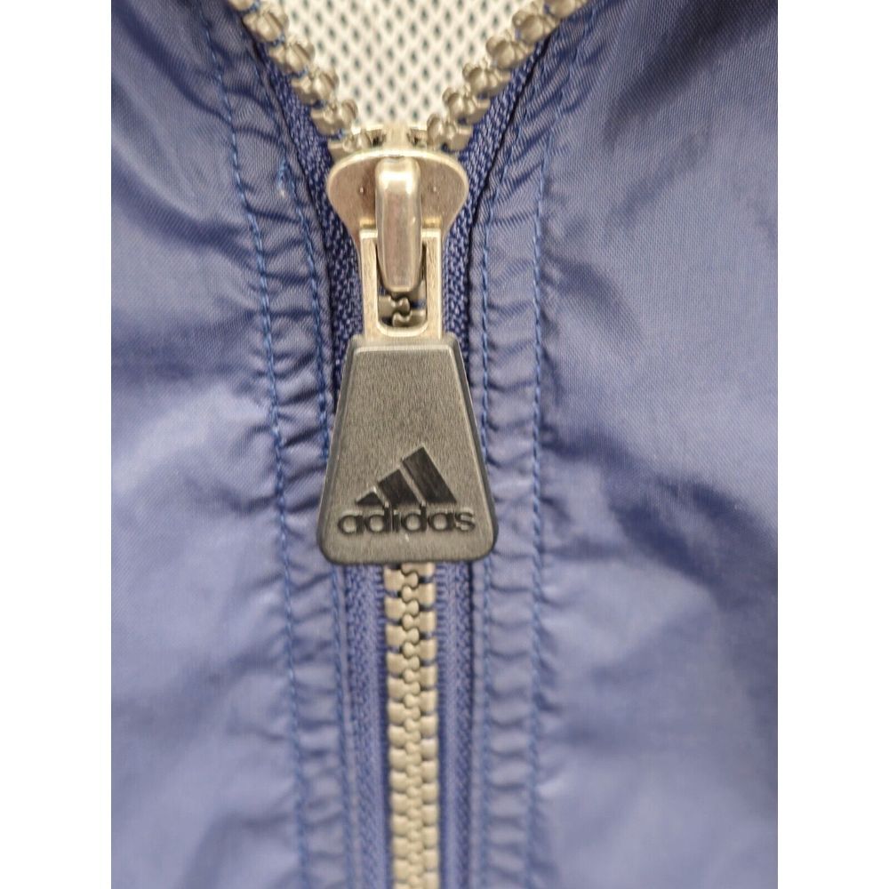 Adidas VTG Windbreaker Jacket Blue Embroidered Back Logo Size Large Full Zip Y2K - Picture 7 of 13